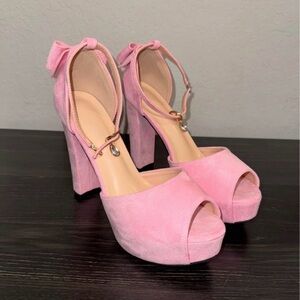 Elegant Pink Peep-Toe Heels